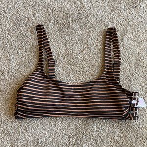 EUC Womens Large Xhilaration Bandeau Bathing Suit Top in Black and Gold